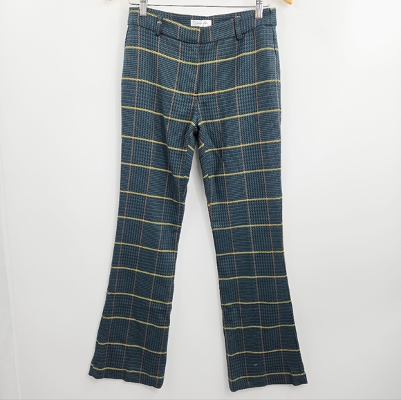 Anine Bing Cindy Flair Pants Green Plaid - Picture 2 of 16